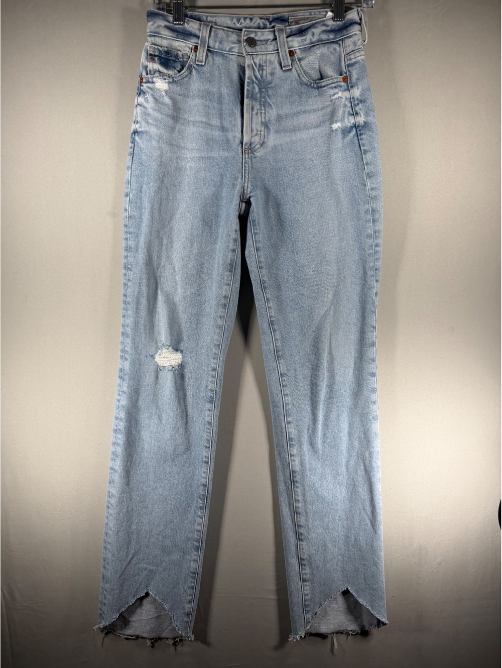AG Adriano Goldschmied Contour 360 Light Wash Distressed Jeans 25R